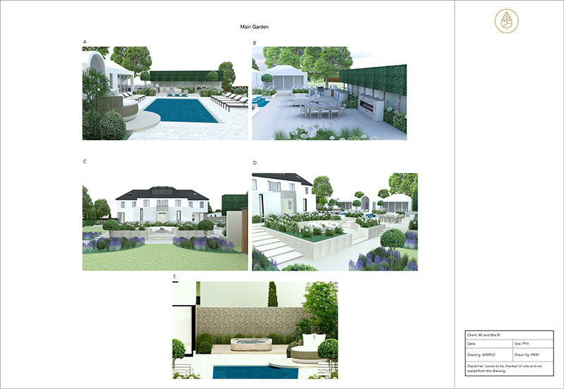 garden design concept planning by London Garden designers Essex Suffolk Hertfordshire
