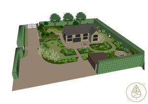 CAD image of a private garden by Llevelo Garden Designs