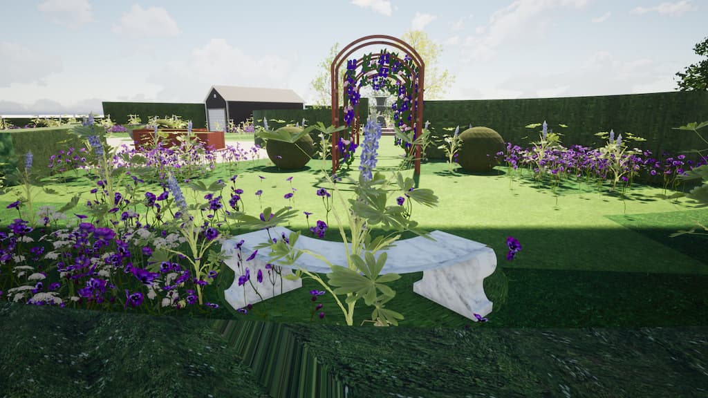 CAD image of a subdivided garden by Llevelo Garden Designs